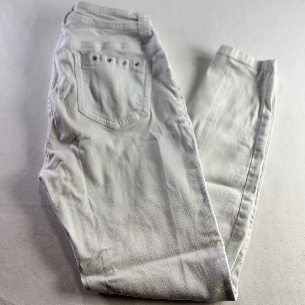 Reba Skinny Jeans Size 6 White Tencel Lyocell Blend Studded Pocket Stretch Denim